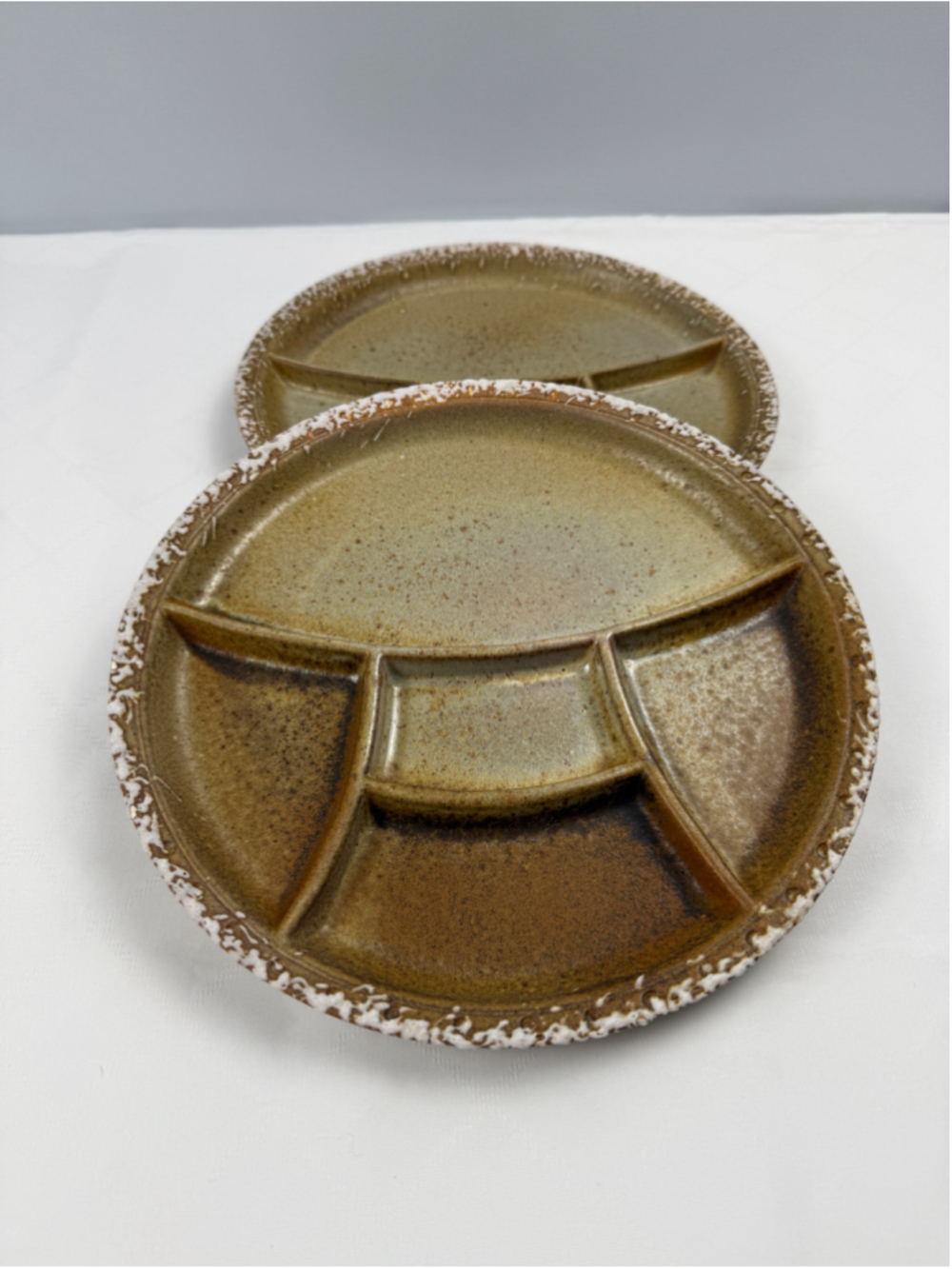 Laurentian pottery Ceramic Fondue Divided Serving Plate set of 2